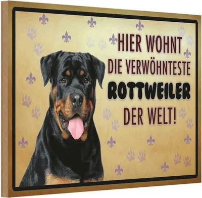 Produktbild von vianmo Holzschild 12x18 cm Hund hier wohnt die Rottweiler Tier Haustier