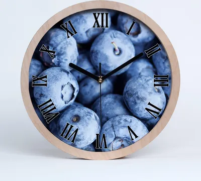 Produktbild von Holzuhr 30fi cm wanduhr - schwarze Spitzen - Blaubeeren