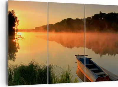 Produktbild von Bild auf Leinwand - Leinwandbild - Morgen Nebel See Landschaft - 165x110cm - Wand Bild - Wanddeko - Leinwanddruck - Bilder - Kunstdruck - Wanddekoration - Leinwand bilder - Wandkunst - CE165x110-2538