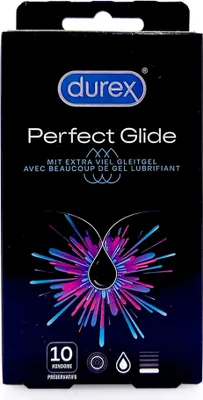 Produktbild von Durex Perfect Glide, Männliches Kondom, weich, Transparent, Latex, 56 mm, 10 Stück(e)