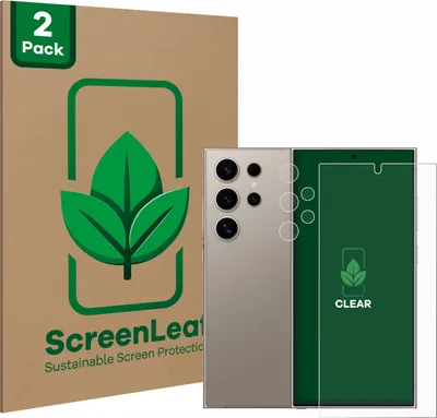 Produktbild von 2x ScreenLeaf Schutzfolie für Samsung Galaxy S24 Ultra (case-friendly) (Display+Kamera) nachhaltiger Displayschutz Display Schutz Folie Klar Transparent