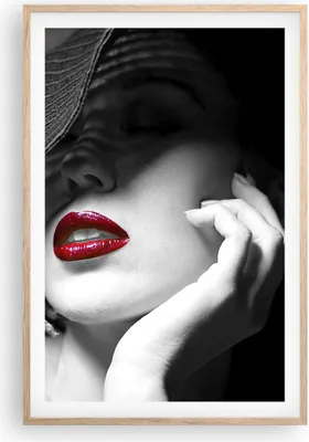 Produktbild von Gerahmtes Poster - Rahmen in heller Eiche - Frau Gesicht Lippen - 61x91,5 cm - Wand Bild - Wanddeko - Wandbilder - Wandposter - Bilderrahmen - Bilder - Kunstdruck - Wandbild - P2NPA61x91-3618