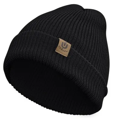 Immagine prodotto di Berretto da lana tipo beanie, unisex, nero, taglia unica, ideale per uomo e donna, termico, caldo ed elasticizzato
