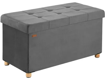 Obrázek produktu pro Skládací lavice antracitová sametová 76x38x42cm s úložným prostorem