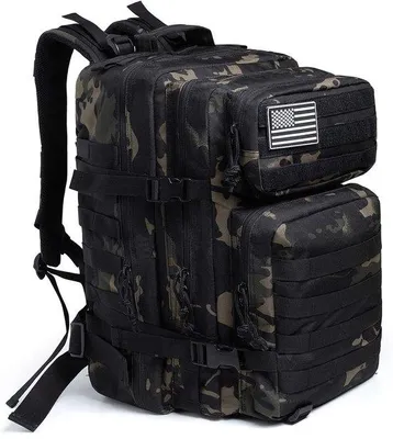 Productafbeelding van 45 liter militaire tactische rugzak, legerrugzak voor mannen, Molle-legeraanval, dagrugzak voor trekking en wandelen, robuust en wateraf