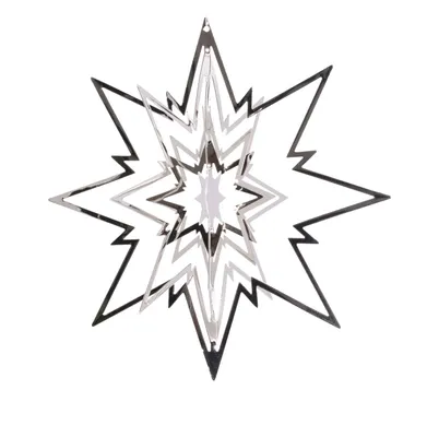 Produktbild von Weihnachtsstern 3D Silberfarben Ø 12 cm zum Aufhängen aus Metall