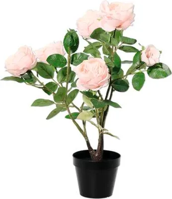 Obrázek produktu pro Umělá květina růže v květináči 48 cm světle růžová