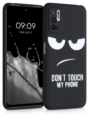 Produktbild von kwmobile Hülle kompatibel mit Xiaomi Redmi Note 10 5G - Handyhülle Silikon Case - Don't touch my Phone Weiß Schwarz