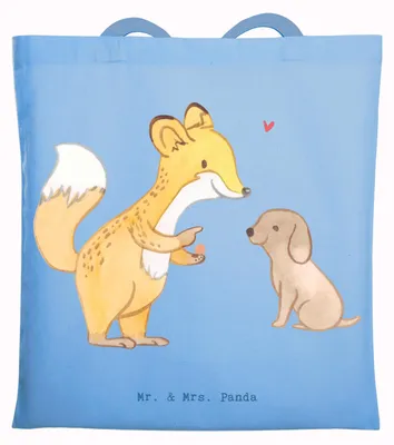 Produktbild von Mr. & Mrs. Panda Jutebeutel Fuchs Hundetraining - Sky Blue - Geschenk, Hundeschule, Tasche, Hundeerziehung, Hundeprüfung, Shopping, Laptoptasche, Welpenschule