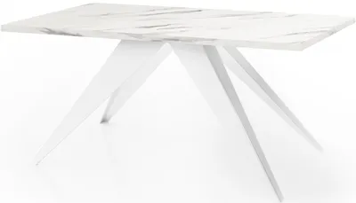 Obrázok produktu pre Jedálenský stôl Venus v modernom štýle, Obdĺžnikový stôl v bielom mramorovom vzhľade - Rozšíriteľný od 140 cm do 240 cm, Kovové nohy s práškovou povrchovou úpravou - 140 x 80 cm - Mramor biely