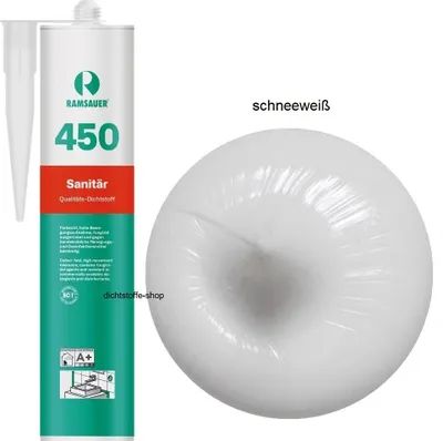 Produktbild von Ramsauer 450 Sanitär 1K Silikon Dichtstoff 310ml Kartusche schneeweiss