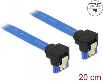 Immagine prodotto di Cavo SATA 6 Gb/s angolato, 20 cm, 7 pin, clip metallica, blu