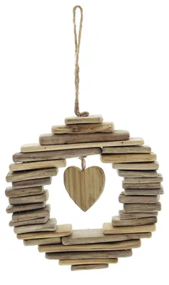 Herz-Kranz aus Holz, Ø 21 cm, Treibholz, Landhausstil