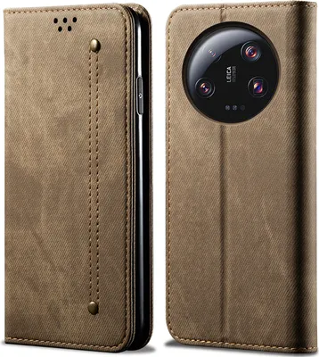 Immagine prodotto di Custodia Xiaomi 13 Ultra, Custodia a portafoglio in pelle con chiusura magnetica e supporto per Xiaomi 13 Ultra Khaki