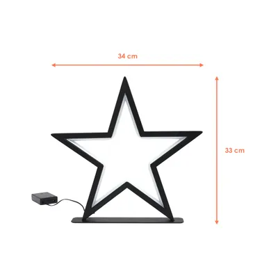 Obrázek produktu pro LED kovová hvězda v černé barvě - cca 34 x 33 cm - 70 LED teplá bílá / na baterie