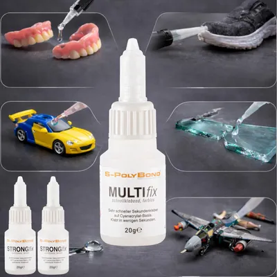 Produktbild von Sekundenkleber EXTREM STARK | Alleskleber für Modellbau, Zahntechnik & Dental (1x dünn, 2x mittel)