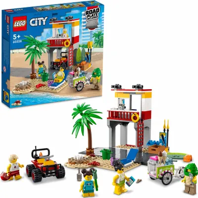Produktbild von LEGO 60328 City Rettungsschwimmer-Station, mit Geländewagen, Strand und Figuren
