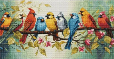 Obrázok produktu pre Súprava na vyšívanie krížikom "Pieseň vtákov", počítanie vzorov, 43x22cm