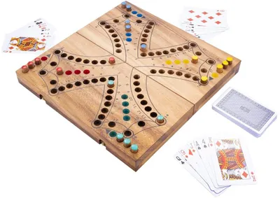 Produktbild von HOT Sports + Toys Keezenspiel Holz-Kassette 4 Spieler Akazie 26cm