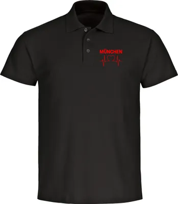 Produktbild von multifanshop Poloshirt - München rot - Herzschlag, schwarz, Größe M