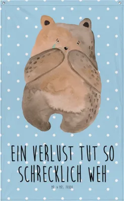 Produktbild von Mr. & Mrs. Panda Wandteppich Bär Verlust - Blau Pastell - Geschenk, Gobelin, Trauer Trauergeschenk Traurig Trösten Trost Liebeskummer, Teddy, Hängedeko, Bildteppich