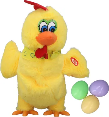 Image de Poule électronique en peluche, pond 3 œufs, danse et joue de la musique, peluche jaune pour enfants, 30 cm/11,8 pouces