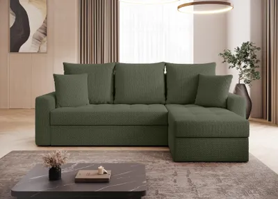 Produktbild von AX LIVING Karaman Schlafsofa mit Bettkasten Eckcouch Grün L Form 238cm