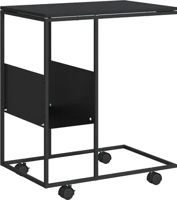 Obrázok produktu pre vidaXL Bočný stolík s kolieskami čierny 55x36x63,5 cm Drevo Materiál