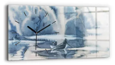 Produktbild von Wallfluent Wanduhr – Stilles Quarzuhrwerk - Uhr Dekoration Wohnzimmer Schlafzimmer Küche - Zifferblatt mit Strichen - schwarze Zeiger - 60x30 cm - Winterseatboot
