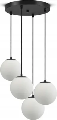 Produktbild von Led Pendelleuchte, 4-flammig Hängelampe schwarz 15W, G9 - Deckenleuchte wohnzimmer, Weiß Glas Kugeln