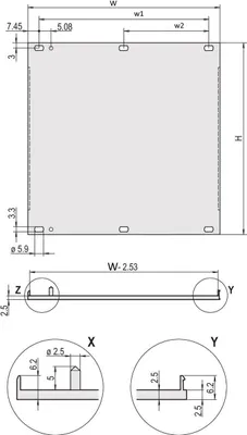 Zdjęcie produktu dla SCHROFF Frontplatten, U-Profil, schirmbar - U-FRONTPL.EMC 3HE 63TE M.PIN (20848068)