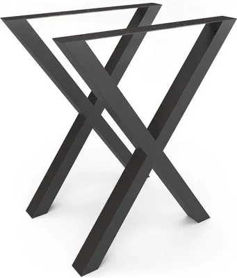 Produktbild von Tischrahmen X-förmig - Tischständer Set - Selbst Möbel machen - Hoch belastbar - 60x72 cm - Schwarz
