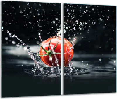 Produktbild von Herdabdeckplatten 2 teilig 30x52 Glaskeramikfeld Abdeckung Glas Tomate