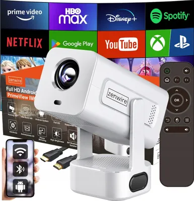 Image de Mini-projecteur - Portable - Projecteur Android 13 - Wi-Fi - Rotation à 360° - Full HD 4K - Pour smartphones