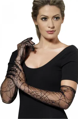 Produktbild von Lange Spinnennetz Spitzenhandschuhe für Halloween