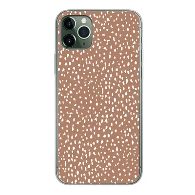 Produktbild von MuchoWow® Handyhülle Schutzhülle Hülle für iPhone 11 Pro Max Polka dots - Weiß - Braun Silikon Softcase Handy Hülle - Schutz