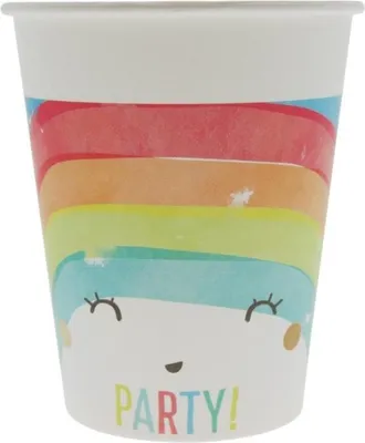 Productafbeelding van 8 papbekers, regenboog, pastelkleuren