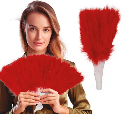 Image de bel éventail à plumes rouge pour femme