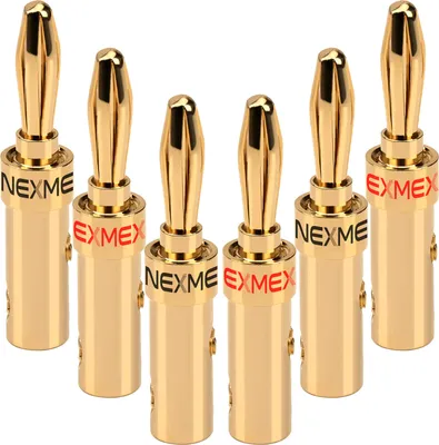 Produktbild von Bananenstecker 4mm schraubbar 6x Stecker vergoldet NEXMEX für Lautsprecherkabel