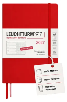 Produktbild von LEUCHTTURM1917 Wochenkalender 2027 Dotted Medium (A5) mit Notizbuch - Terminplan