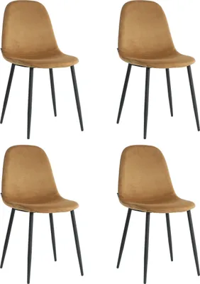 Produktbild von Lina® Napoli Esszimmerstuhl, komfortabler Sitz für Wohnzimmer und Esszimmer, Samtbezug - 4er Set - Camel