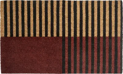 Produktbild von BELIANI Fußmatte Braun / Beige Kokosfaser 45 x 75 cm Rechteckig Gestreift mit Anti-Rutsch-Rückseite Fußabtreter Türmatte Schmutzfangmatte