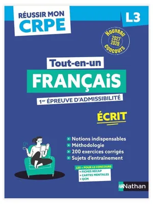 Produktbild von Réussir mon CRPE Français 1e épreuve d'admissibilité L3 écrit 2027: Ecrit