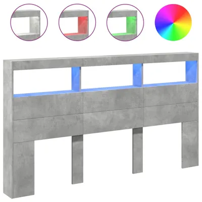 Produktbild von LED-Kopfteil mit Ablage Betongrau 180x17x102 cm