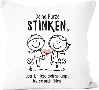 Produktbild von Kissen-Bezug Deine Fürze stinken aber ich liebe dich Geschenk Freund Mann lustige Liebeserklärung Moonworks® weiß standard