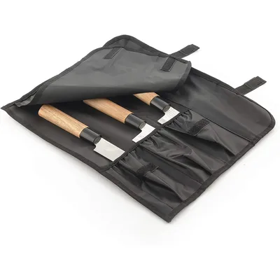 Produktbild von InnovaGoods® Set de Küchenmesser mit Scheide de Transport, Messer mit Griffen de Holz, Filetiermesser, Santoku und Axt, Klingen de Edelstahl de Damast Stil 2,5mm (3 PCS)