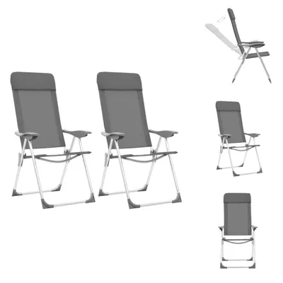 Produktbild von vidaXL Klappbare Campingstühle 2 Stk. Grau Aluminium -  Campingmöbel