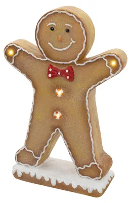 Produktbild von ECD Germany Lebkuchenmann-Figur mit LED-Beleuchtung Weihnachtsdeko Innen Lebkuchenfigur Weihnachtsfigur Batteriebetrieben Weihnachten Dekofigur 75 cm