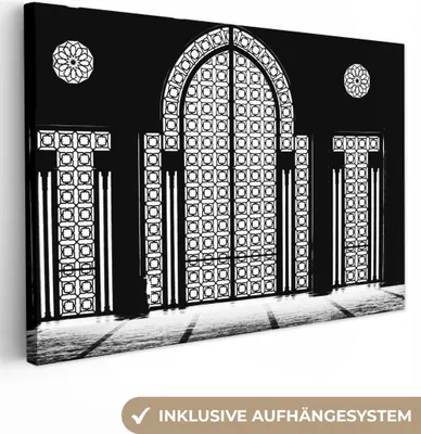 Obrázok produktu pre OneMillionCanvasses® - Obrazy na plátne - 140x90 cm, Architektúra - Čierna - Biela - Vzor, Nástenná umelecká tlač Nástenná dekorácia - Fotografia na plátne - Obraz na drevenom ráme