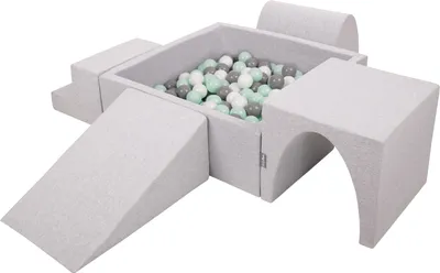 Immagine prodotto di KiddyMoon parco giochi in schiuma con piscina di palline quadrata (200 palline) pozzi di palline per il gioco del bambino percorsi ad ostacoli in piscina,  eu, grigio chiaro:bianco/grigio/minze